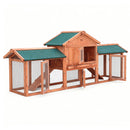 i.Pet Chicken Coop Rabbit Hutch 220cm x 44cm x 84cm Large Chicken Coop Run Wooden Outdoor Cage House-2