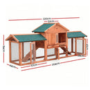 i.Pet Chicken Coop Rabbit Hutch 220cm x 44cm x 84cm Large Chicken Coop Run Wooden Outdoor Cage House-3
