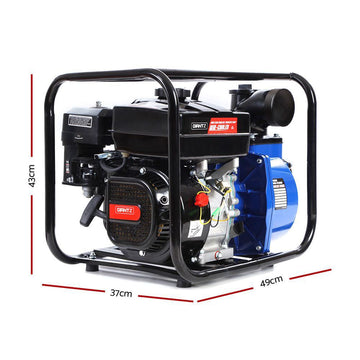 Giantz 3" Petrol Water Pump 7HP Max 4-Stroke 210cc High Flow 60,000L/H Max Transfer Engine, Fire Fighting Irrigation Rain Tank Pond Garden Farm, Includes Hose Fittings Inlet Filter & Rubber Feet, Blue - 0