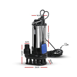 Giantz 2000W Max. Submersible Dirty Water Pump Bore Tank Well Steel Automatic - 0