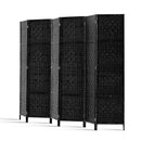 Artiss 6 Panel Room Divider Screen Privacy Timber Foldable Dividers Stand Black-4