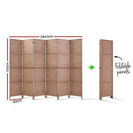 Artiss 6 Panel Room Divider Screen Privacy Timber Foldable Dividers Stand Natural - 0