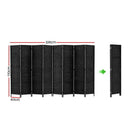 Artiss 8 Panel Room Divider Screen Privacy Timber Foldable Dividers Stand Black-2
