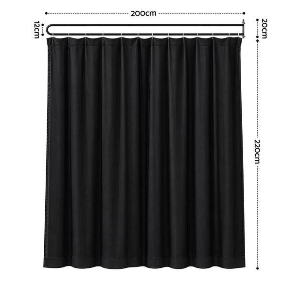 Artiss Room Divider Wall Mounted Hanging Curtain Partition Screen Black 200x220cm