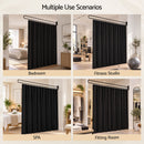 Artiss Room Divider Wall Mounted Hanging Curtain Partition Screen Black 200x220cm-8