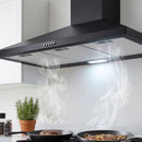 Devanti 900mm Range Hood 90cm Rangehood Black-1