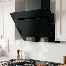 Devanti 900mm Range Hood 90cm Rangehood Glass Black