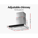 Devanti 600mm Range Hood 60cm Rangehood Glass Stainless Steel-2