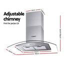 Devanti 900mm Range Hood 90cm Rangehood Glass Canopy-2