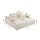 Artiss Double Chaise Lounge Sofa 2-Seater Modular Sofa Lounge Chair Couch Beige-2