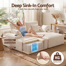 Artiss Double Chaise Lounge Sofa 2-Seater Modular Sofa Lounge Chair Couch Beige-4