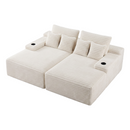Artiss Double Chaise Lounge Sofa 2-Seater Modular Sofa Lounge Chair Couch Beige-8
