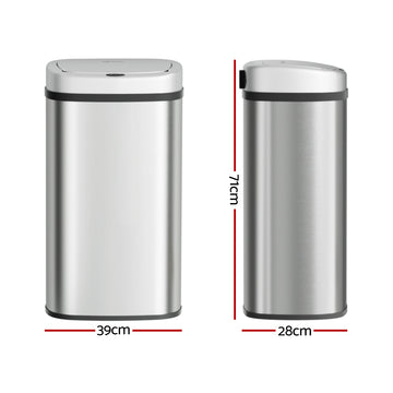 Devanti 60L Sensor Bin Motion Rubbish Automatic Silver - 0