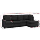 Artiss Modular Sofa Chaise Set 5-seater Dark Grey-2