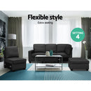 Artiss Modular Sofa Chaise Set 5-seater Dark Grey-4