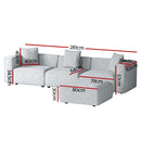 Artiss Modular Sofa Chaise Set 4-Seater Grey-2