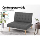 Artiss Sofa Bed Lounge Chair Couch 1 Seater Recliner Futon Bed Set Linen Grey-3