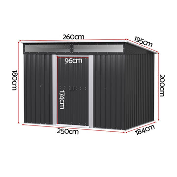 Giantz Garden Shed Outdoor Storage 2.60x1.95M Tool Sheds Workshop House Shelter - 0