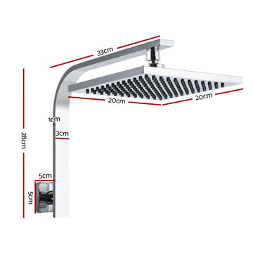Cefito 8'' Rain Shower Head Wall Arm Square High Pressure Chrome - 0