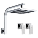 Cefito 8'' Rain Shower Head Wall Arm Square High Pressure Twins Tap Chrome-1