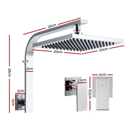 Cefito 8'' Rain Shower Head Wall Arm Square High Pressure Twins Tap Chrome - 0