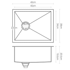 Cefito Kitchen Sink 45X39CM Stainless Steel Basin Single Bowl Silver - 0