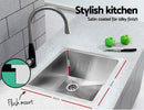 Cefito Kitchen Sink 51X45CM Stainless Steel Basin Single Bowl Silver-4