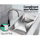 Cefito Kitchen Sink 70X45CM Stainless Steel Basin Single Bowl Silver-2