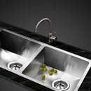 Cefito Kitchen Sink 77X45CM Stainless Steel Basin Double Bowl Silver-8