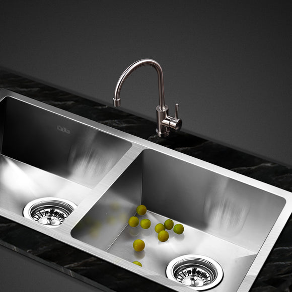 Cefito Kitchen Sink 77X45CM Stainless Steel Basin Double Bowl Silver