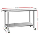 Cefito 304 Stainless Steel Kitchen Benches Work Bench Food Prep Table with Wheels 1524MM x 610MM-2