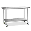 Cefito 430 Stainless Steel Kitchen Benches Work Bench Food Prep Table with Wheels 1524MM x 610MM-1