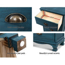 Artiss Bedside Table 3 Drawers Vintage - THYME Blue-5