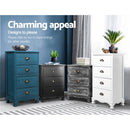 Artiss Bedside Table 3 Drawers Vintage - THYME Blue-6