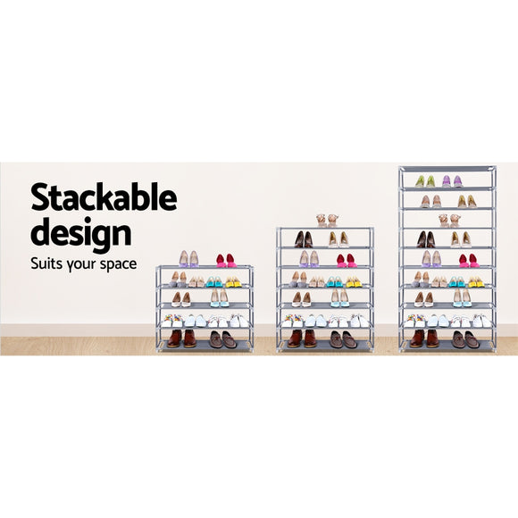 Artiss Shoe Rack Cabinet Stackable 10-Tier Grey