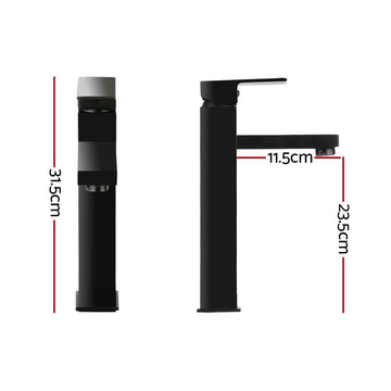 Cefito Bathroom Basin Mixer Tap Square Tall Faucet Vanity Laundry Black - 0