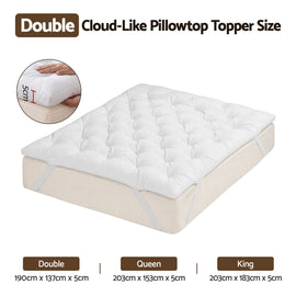Giselle Double Pillow Top Mattress Topper 1300GSM White Duck Feather For Old Bed Upgrade 5cm Thick - 0