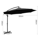 Instahut 3m Outdoor Umbrella Cantilever Beach Garden Patio Black-3