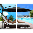 Instahut 3m Outdoor Umbrella Cantilever Beach Garden Patio Black-5