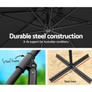 Instahut 3m Outdoor Umbrella Cantilever Beach Garden Patio Black-6