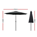 Instahut 2.7m Outdoor Umbrella w/Base Pole Stand Garden Beach Black-2