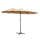 Instahut 4.57m Outdoor Umbrella Beach Pole Garden Tilt Beige-1