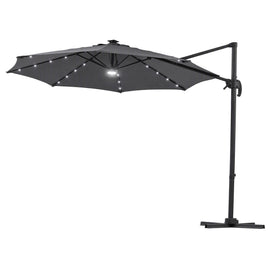 Instahut Outdoor Umbrella 3m Solar LED Offset Cantilever Patio Parasol Charcoal