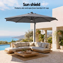 Instahut Outdoor Umbrella 3m Solar LED Offset Cantilever Patio Parasol Charcoal-5