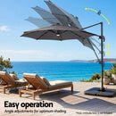 Instahut Outdoor Umbrella 3m Solar LED Offset Cantilever Patio Parasol Charcoal-6