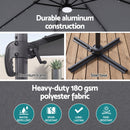 Instahut Outdoor Umbrella 3m Solar LED Offset Cantilever Patio Parasol Charcoal-8