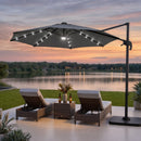 Instahut Outdoor Umbrella 3m Solar LED Offset Cantilever Patio Parasol Charcoal-10