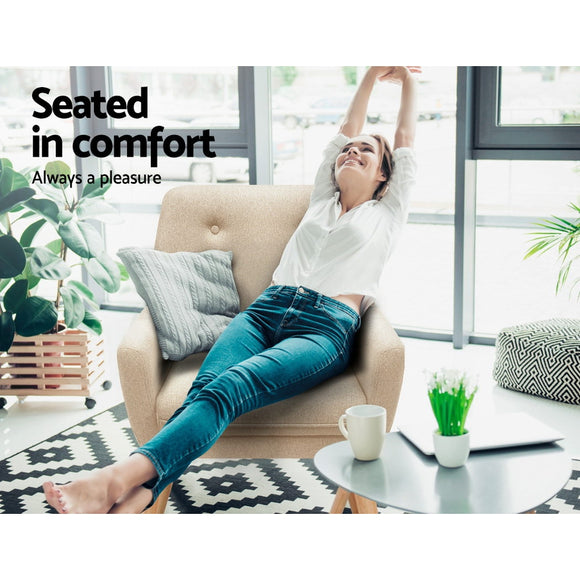 Artiss Armchair Linen Fabric Anne Beige