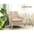 Artiss Armchair Linen Fabric Anne Beige-6