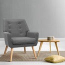 Artiss Armchair Linen Fabric Grey Charcoal-8